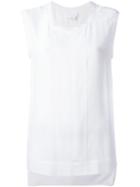 Dkny Front Placket Tank Top, Women's, Size: Xs, White, Silk/modal/linen/flax/polyester