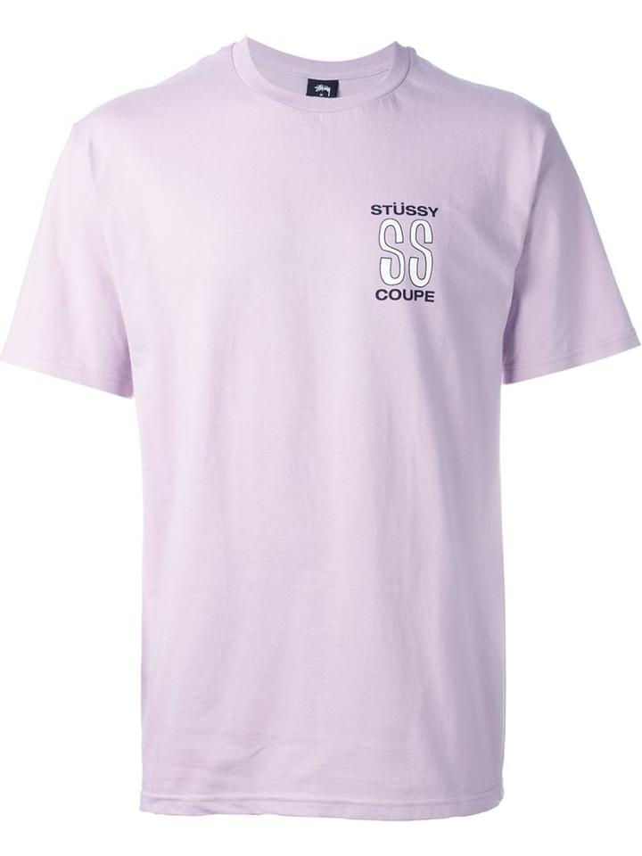 Stussy Logo Print T-shirt, Men's, Size: M, Pink/purple, Cotton