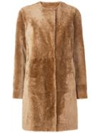 Drome Single-breasted Textured Coat - Brown