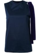 Le Ciel Bleu Sleeveless Bow Detail Blouse, Women's, Size: 38, Blue, Cotton