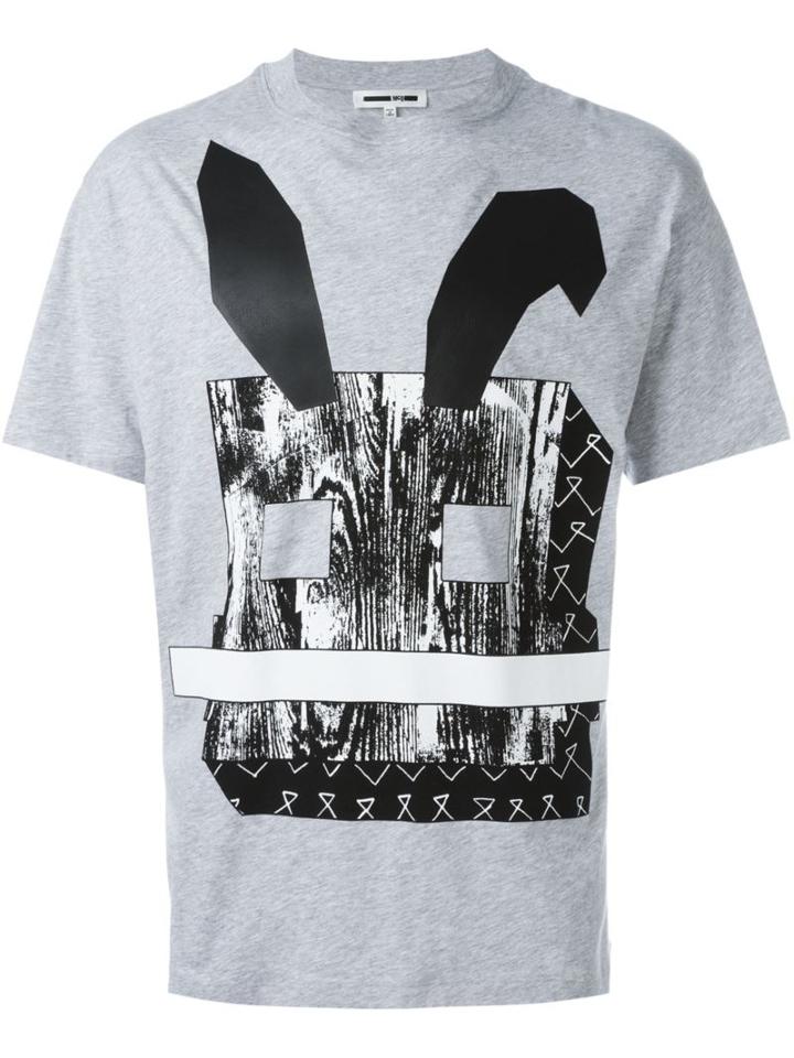 Mcq Alexander Mcqueen Electro Bunny Print T-shirt, Men's, Size: M, Grey, Cotton