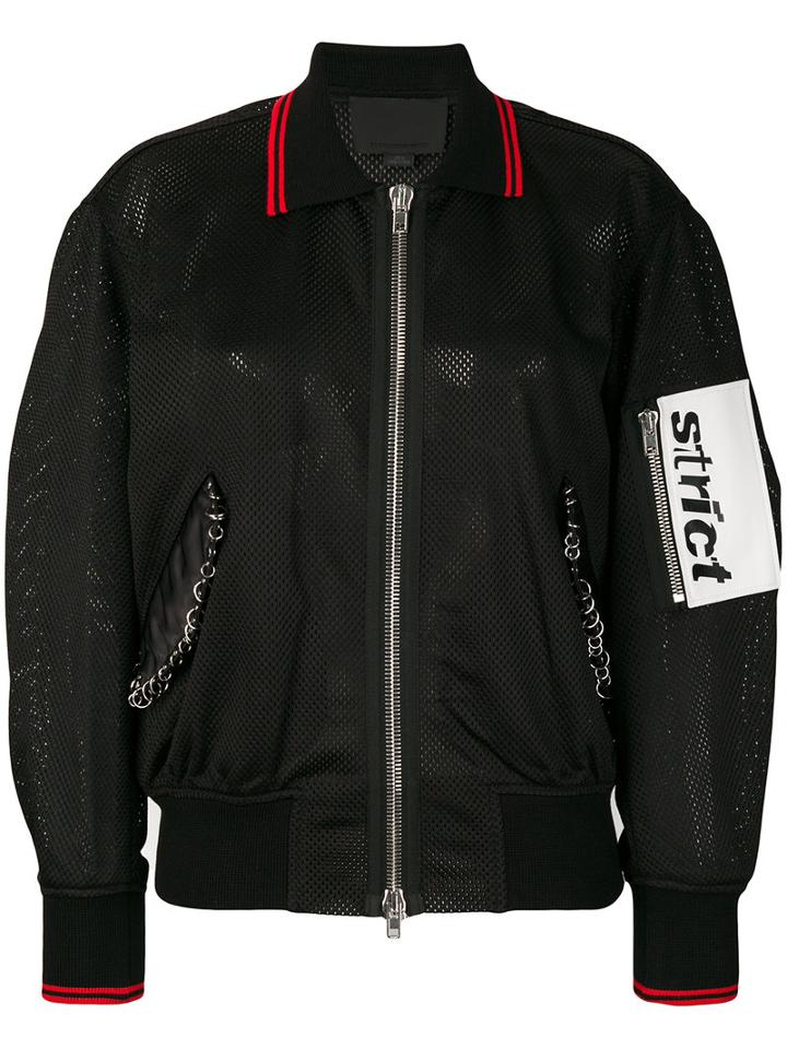Alexander Wang - Mesh Bomber Jacket - Women - Nylon/polyester/spandex/elastane/viscose - Xs, Black, Nylon/polyester/spandex/elastane/viscose