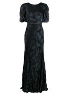 Saloni Puff Sleeve Gown - Black