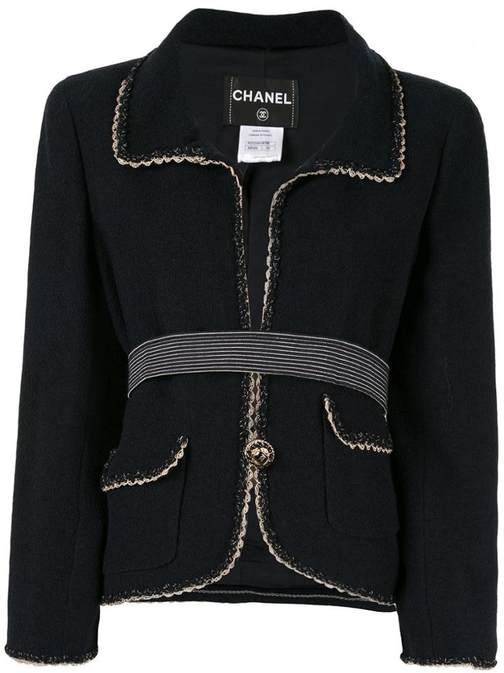 Chanel Pre-owned Braided Trim Jacket - Blue