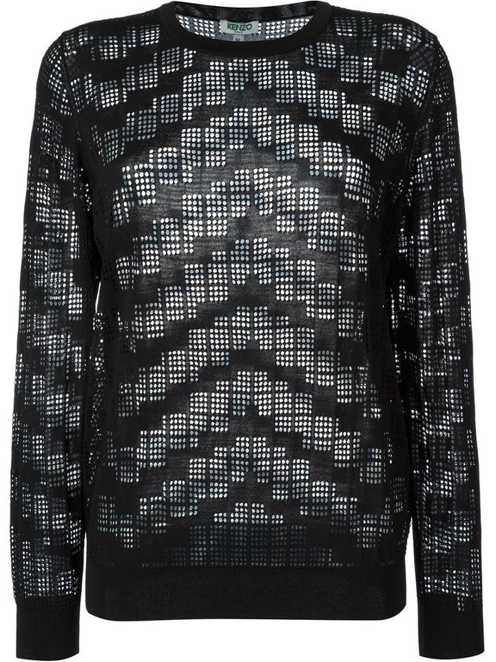 Kenzo Openwork Jumper, Women's, Size: Xs, Black, Viscose/polyamide