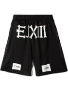 Ejxiii Logo Printed Track Shorts, Men's, Size: Medium, Black, Polyester