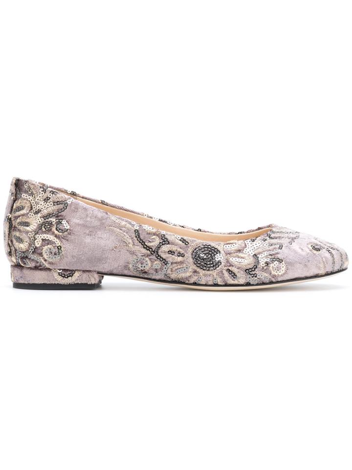 Anna Baiguera Floral Sequin Ballerina Shoes - Grey
