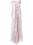 Alexander Mcqueen Floral Draped Bustier Evening Dress, Women's, Size: 40, Pink/purple, Silk/polyamide/spandex/elastane
