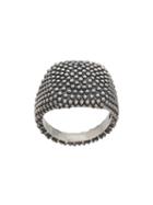 Nove25 Textured Bead Ring - Silver