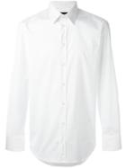 Emporio Armani Classic Plain Shirt, Men's, Size: 40, White, Cotton/polyamide/spandex/elastane