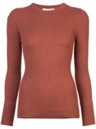 Sea Ribbed Fitted Sweater - Brown