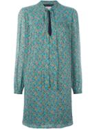 Saint Laurent Floral Print Dress, Women's, Size: 40, Blue, Viscose/silk