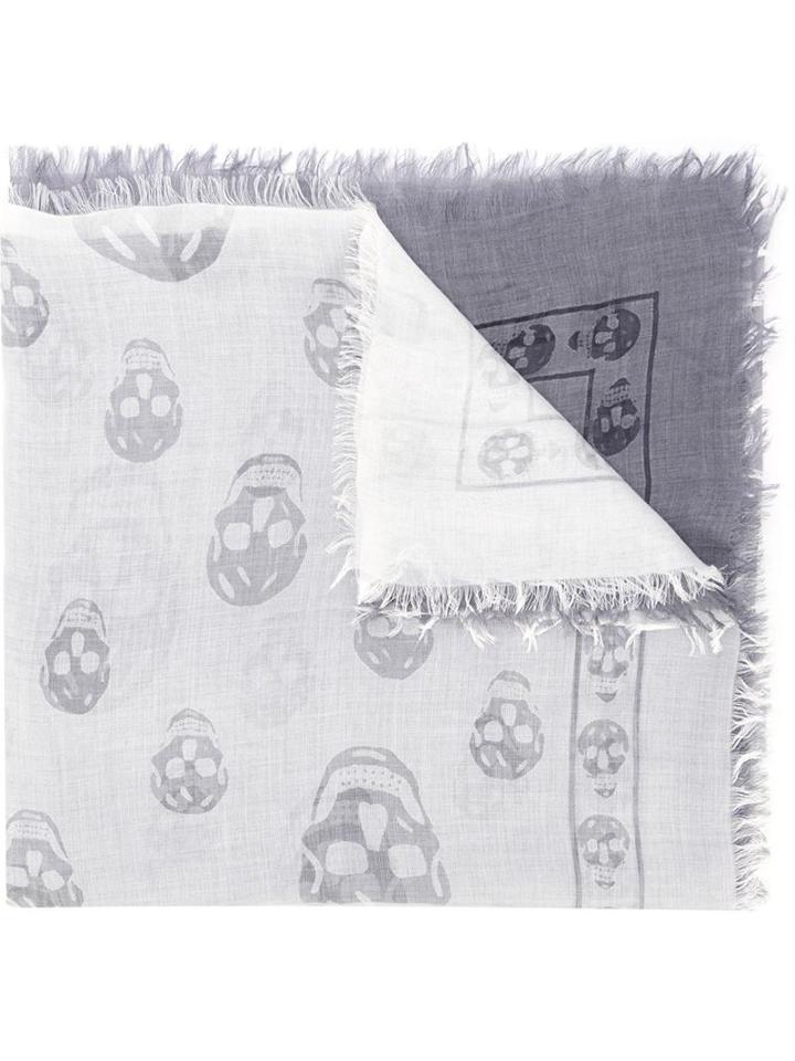 Alexander Mcqueen Skull Scarf, Women's, Grey, Modal/protein