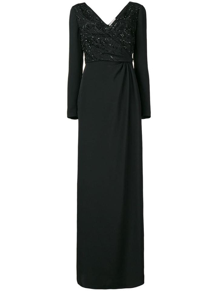 Emilio Pucci Black Ton Sur Ton Embroidered Dress