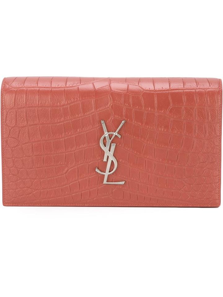 Saint Laurent 'classic Monogram' Clutch, Women's, Pink/purple
