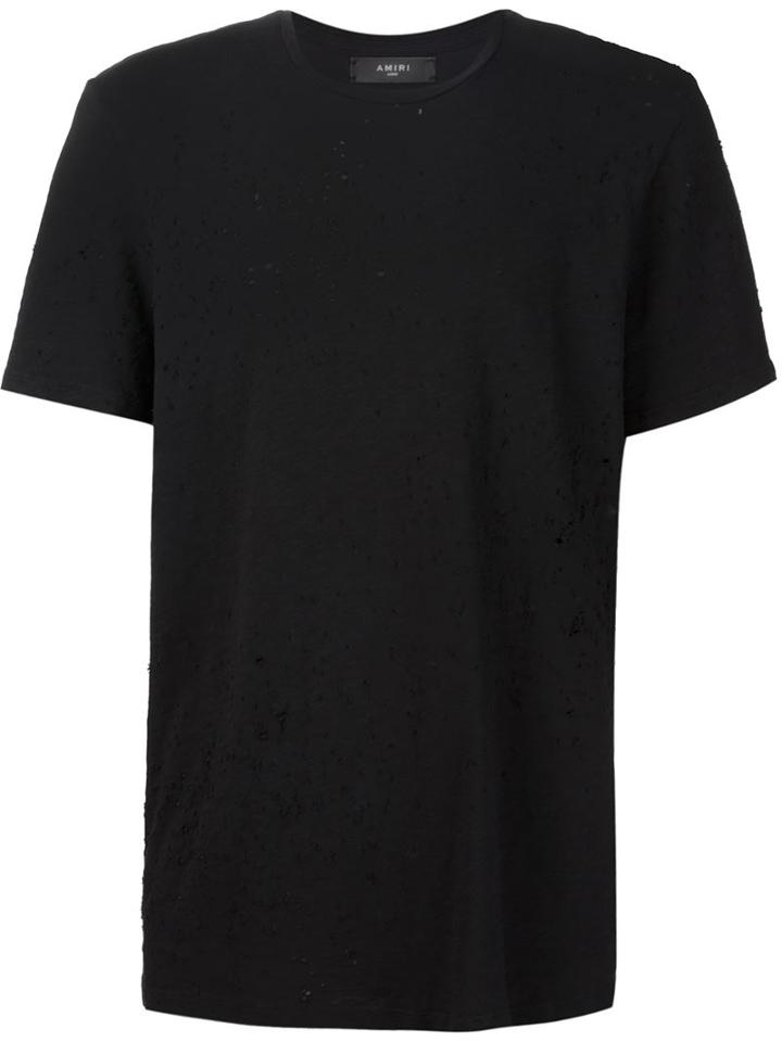 Amiri Distressed T-shirt, Men's, Size: Xs, Black, Cotton