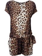 Boutique Moschino Leopard Print Playsuit, Women's, Size: 40, Nude/neutrals, Rayon/polyester