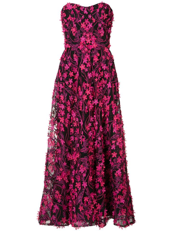 Floral Embellished Long Dress - Women - Nylon - 10, Pink/purple, Nylon, Marchesa Notte