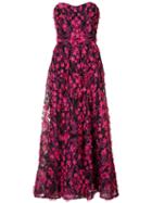 Floral Embellished Long Dress - Women - Nylon - 10, Pink/purple, Nylon, Marchesa Notte
