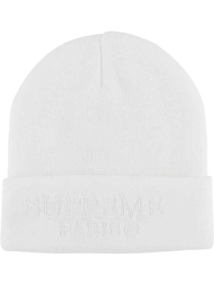 Supreme Tonal Logo Beanie Hat - White