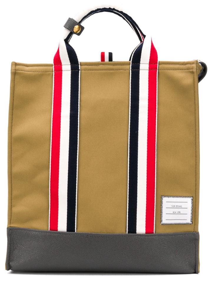 Thom Browne Rwb Webbing Canvas Tote Bag - Neutrals