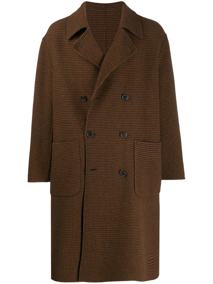 Mackintosh Barrhead Brown Check Wool Reversible Double Breasted Coat