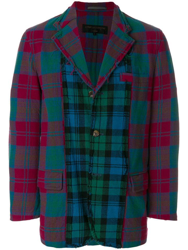 Comme Des Garçons Vintage Checked Frayed Jacket - Multicolour