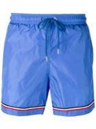 Moncler Striped Hem Swim Shorts, Men's, Size: Large, Blue, Polyamide