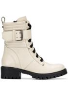 Twin-set Buckle Strap Lace-up Boots - Neutrals