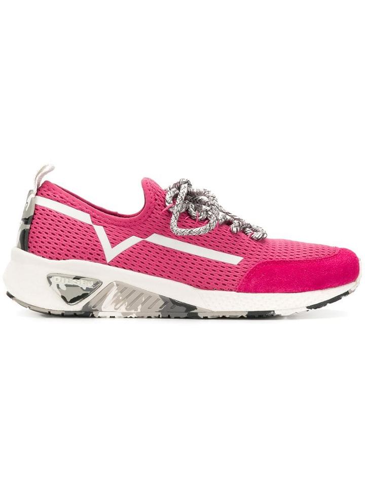 Diesel Lace-up Runner Sneakers - Pink