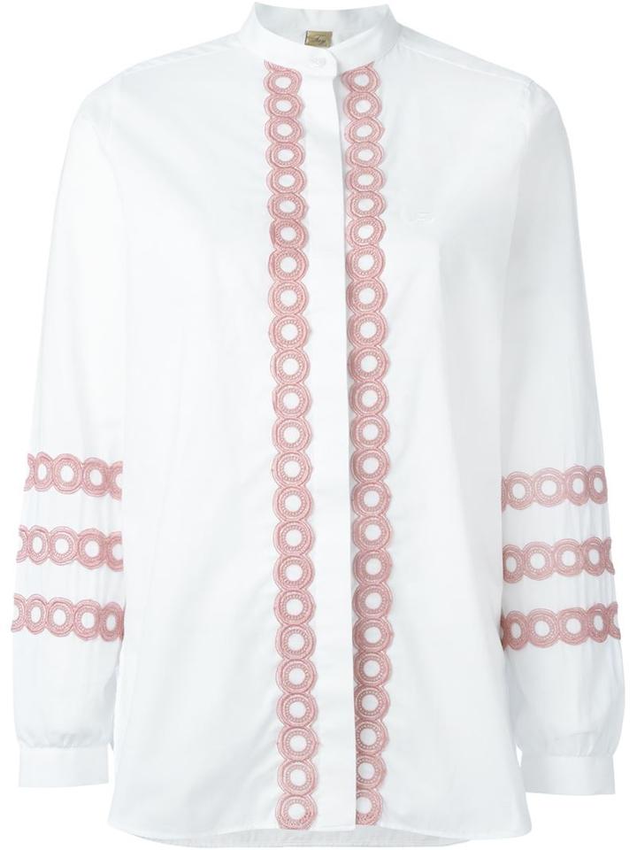 Fay Embroidered Shirt, Women's, Size: Medium, White, Cotton
