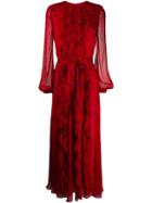 Valentino Ruffled Red Maxi Dress