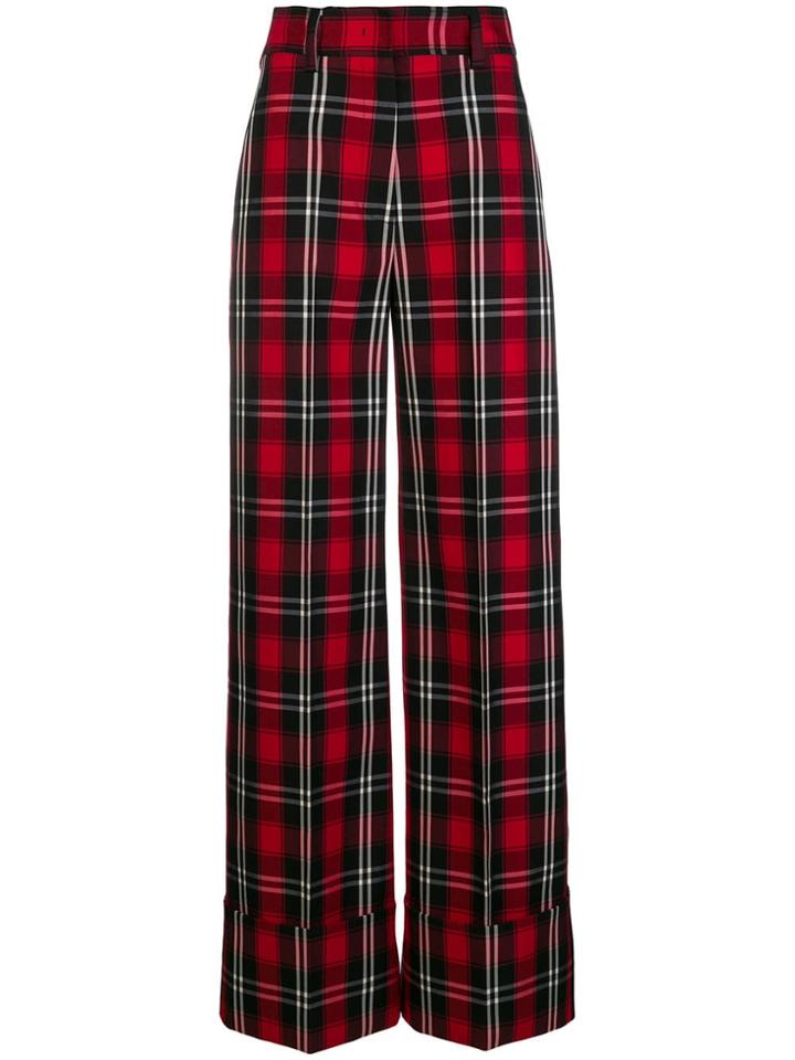 Msgm Checked Palazzo Pants - Red