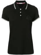 Moncler Contrast Trim Logo Patch Polo Shirt - Black
