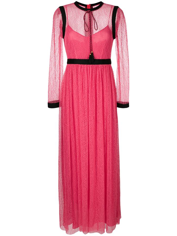 Philosophy Di Lorenzo Serafini Long Sleeved Lace Gown - Pink & Purple