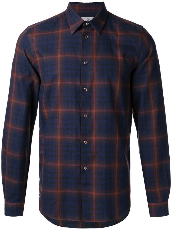 Ps By Paul Smith Plaid Shirt, Men's, Size: Medium, Blue, Cotton