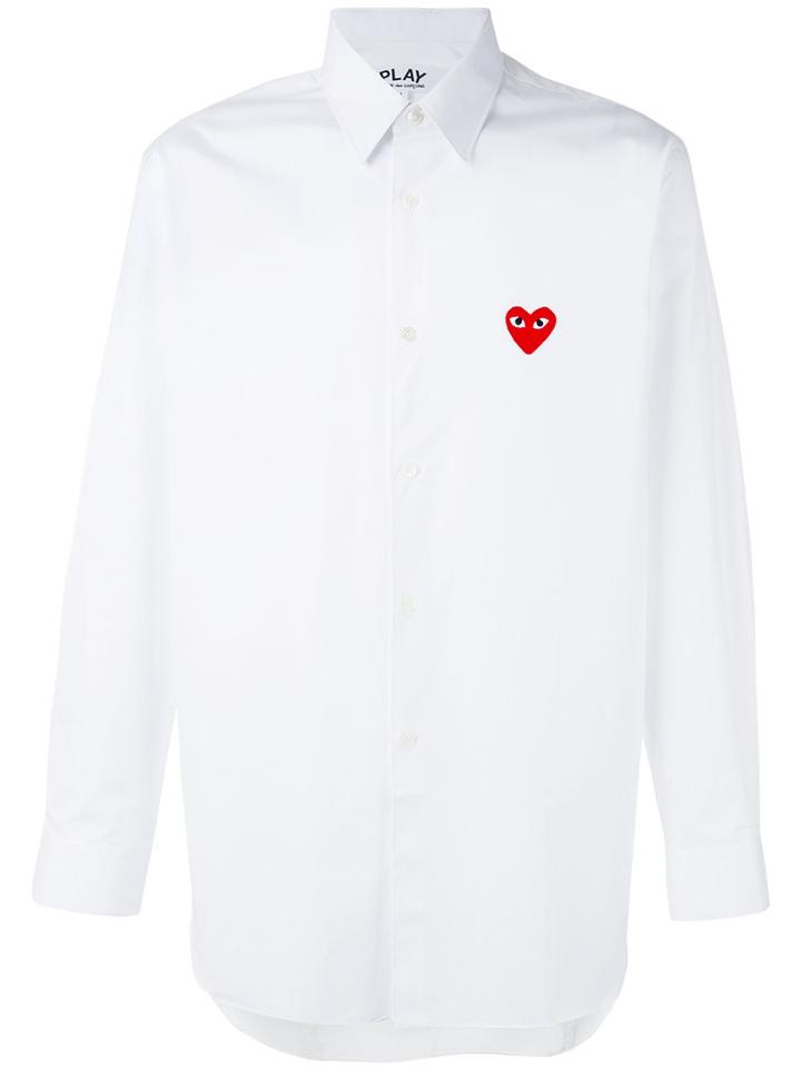 Comme Des Garçons Play Embroidered Logo Shirt, Men's, Size: Xl, White, Cotton