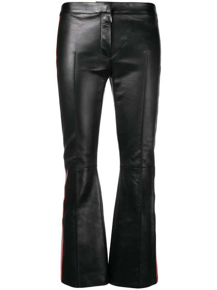 Alexander Mcqueen Cropped Lambskin Trousers - Black
