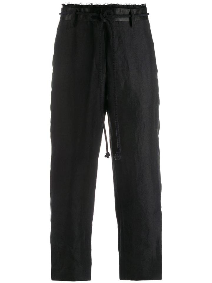 Ann Demeulemeester Ribbon Waist Cropped Trousers - Black