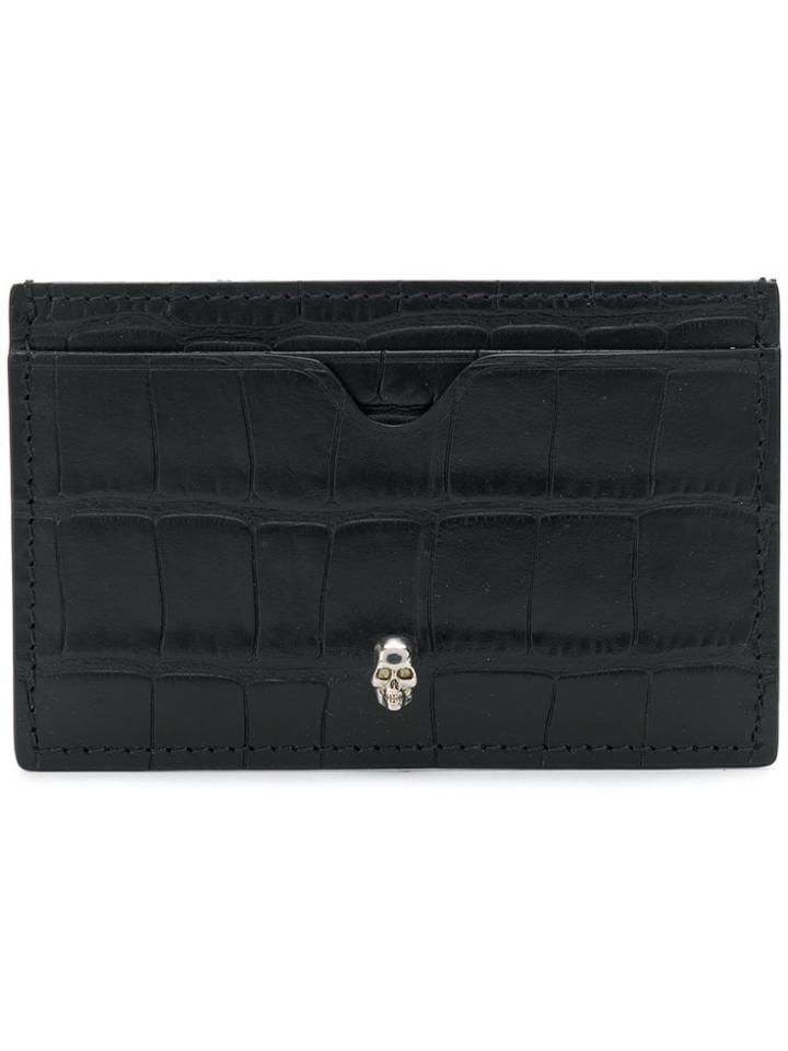 Alexander Mcqueen Skull Crocodile-embossed Cardholder - Black