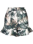 Patbo Palm Print Ruffle Shorts - Neutrals