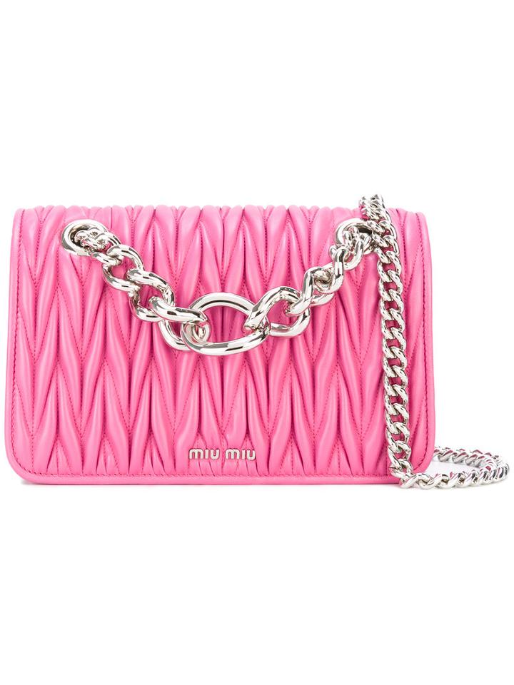 Miu Miu Quilted Shoulder Bag, Women's, Pink/purple, Calf Leather