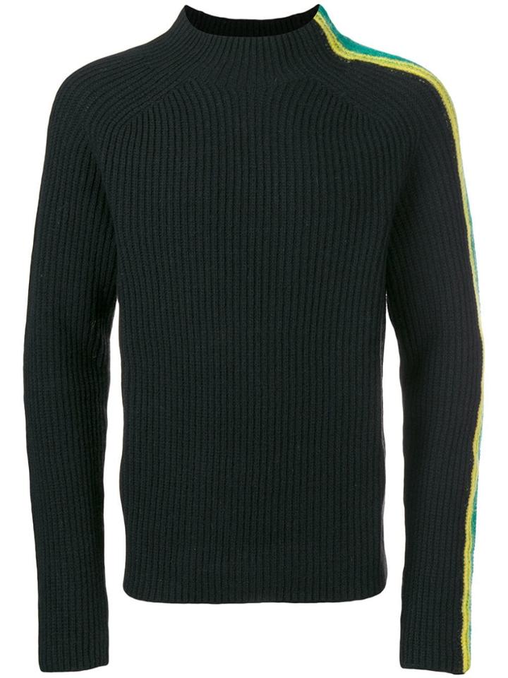 Paura Stripes High Neck Jumper - Black