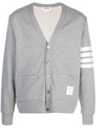 Thom Browne 4-bar Knitted Cardigan - Grey