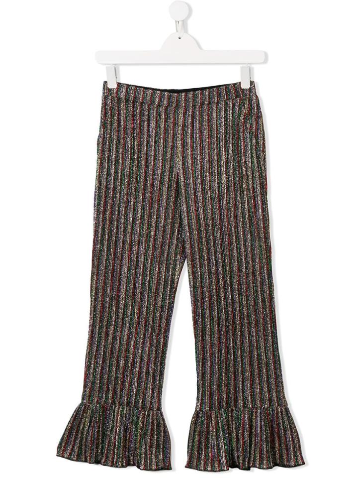 Douuod Kids Striped Glitter Trousers - Green