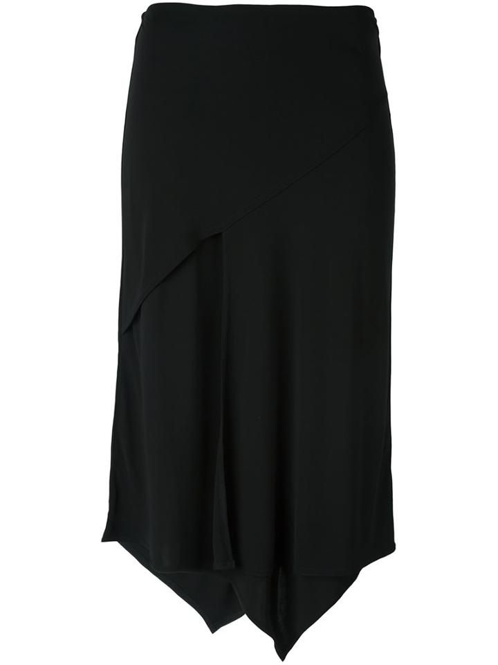 Dkny Asymmetric Hem Skirt, Women's, Size: Large, Black, Viscose