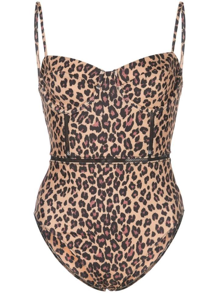 Jonathan Simkhai Leopard Print Bustier One-piece - Brown