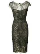 Monique Lhuillier Metallic Lace Dress - Black