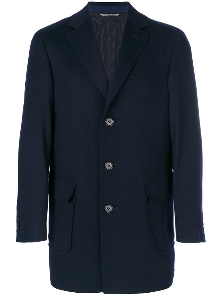 Canali Short Coat With Pocket Patch - Blue