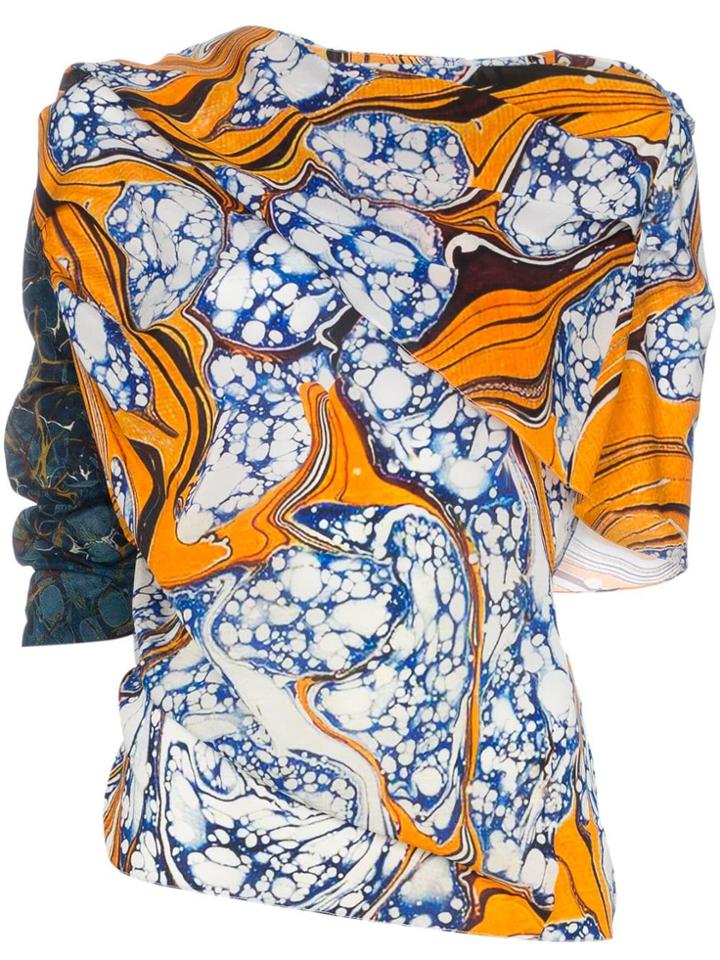 Rosie Assoulin Rosie Top Drpd Ofshldr 3q Slv - Yellow & Orange